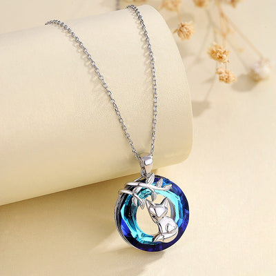 Collar árbol de la vida y zorro de cristal en plata 925, símbolo de sabiduría y conexión interior