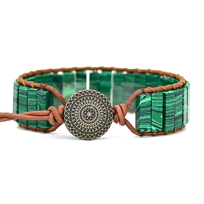 Pulsera Larga de Malaquita Natural – Protección y Transformación Interior