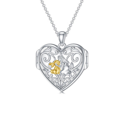 Collar relicario de amor en plata 925, con compartimento para foto y diseño moderno