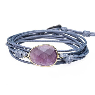 Pulsera de Amatista con Cuerda de Cera Encerada