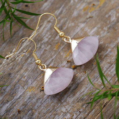 Pendientes abanico de cuarzo rosa y amazonita: amor propio y calma