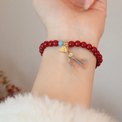Pulsera de energía vital con cinabrio y jadeíta: protección y armonía