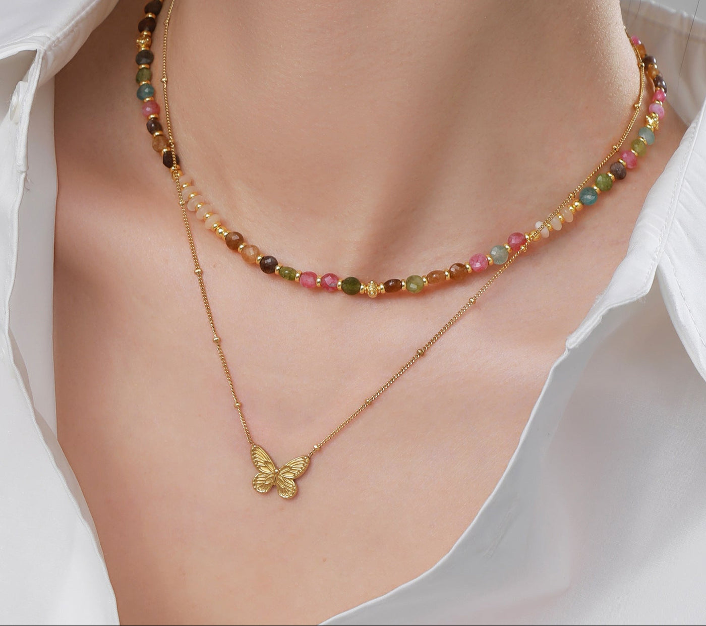 Collar espiritual vintage: energía y elegancia con rubí y turmalina