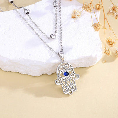 Collar Mano de Fátima con Lapis-Lázuli en plata 925, protección y sabiduría interior