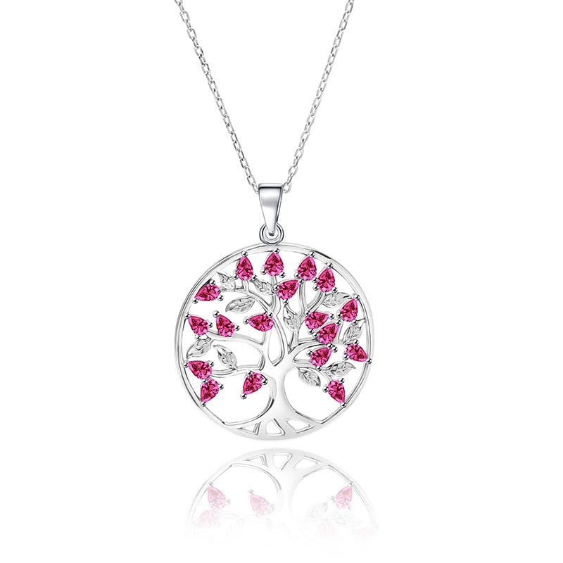 Collar árbol de la vida con 12 piedras de nacimiento en plata 925, armonía familiar y conexión espiritual