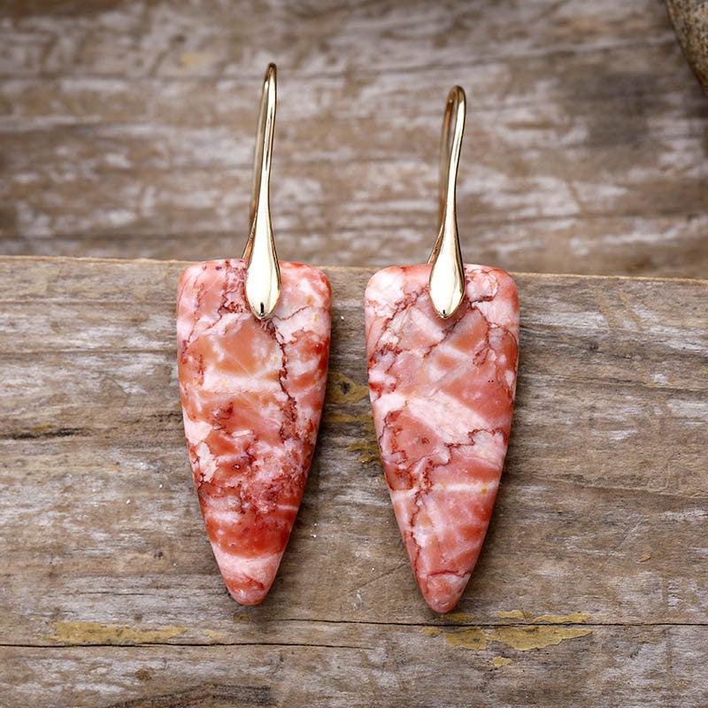 Pendientes de Flecha con Rodonita y Cuarzo rosa: Armoniza tus emociones con elegancia