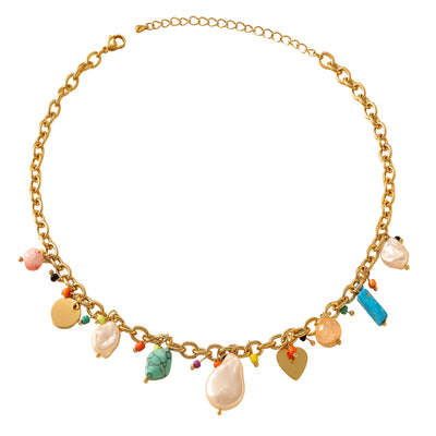 Collar de Energía y Estilo: Armonía con perlas y minerales naturales