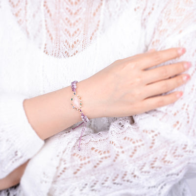 Pulsera de Cuarzo Rosa con Encanto Multicolor