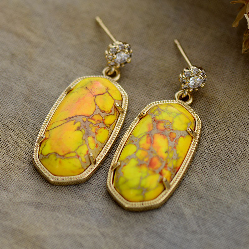 Vitalidad y Claridad Interior: Pendientes de Azurita Azul y Jaspe Amarillo