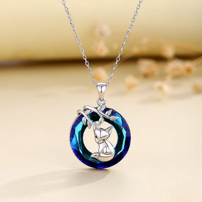 Collar árbol de la vida y zorro de cristal en plata 925, símbolo de sabiduría y conexión interior