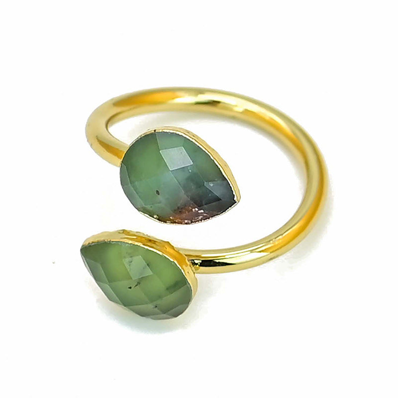 Anillo ajustable de jade verde natural, armonía flexible y energía positiva