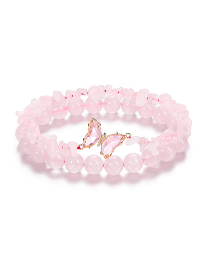 Pulsera de Transformación y Energía con Mariposa y Piedras Naturales