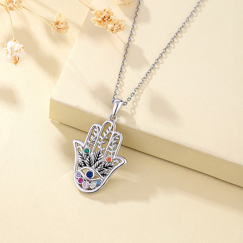 Collar palma de tarot en plata 925, símbolo de intuición, destino y energía esotérica