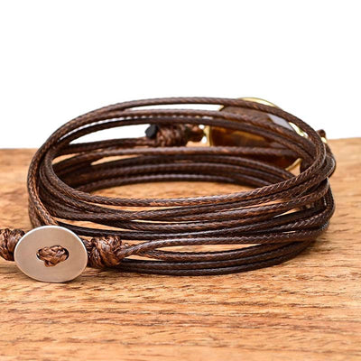 Pulsera envuelta en cuerda de parafina con colgante de ojo de tigre