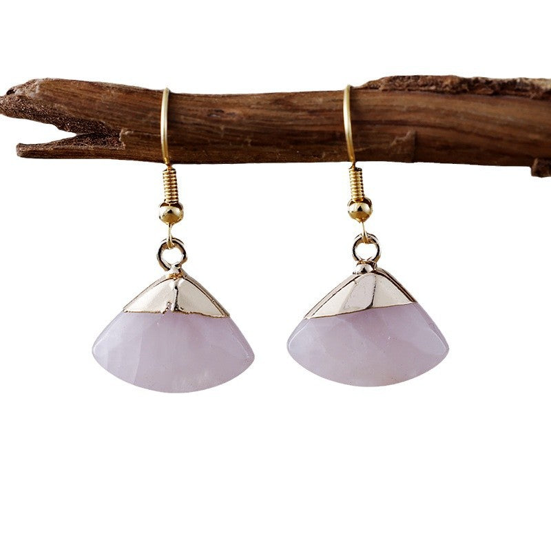 Pendientes abanico de cuarzo rosa y amazonita: amor propio y calma