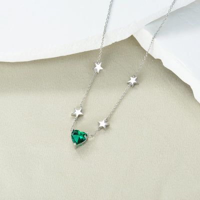 Collar corazón verde en plata 925 con circonita, símbolo de amor y armonía