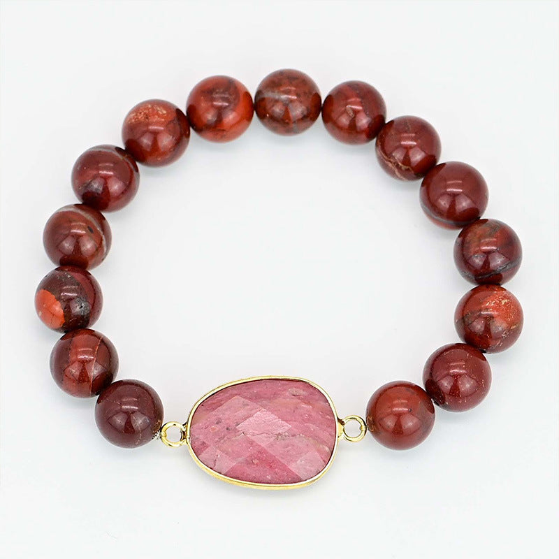 Pulsera de Jaspe Rojo con Vetas de Madera – Fuerza y Conexión a la Tierra