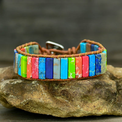 Pulsera de Piedra Imperial Multicolor Trenzada