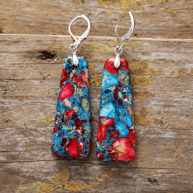 Transforma tu Energía con Pendientes de Jaspe Imperial Rojo y Azul