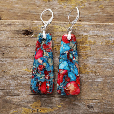 Transforma tu Energía con Pendientes de Jaspe Imperial Rojo y Azul