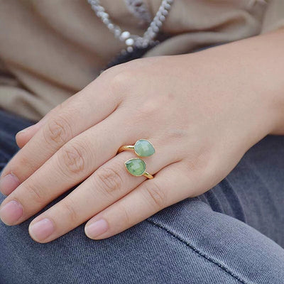 Anillo ajustable de jade verde natural, armonía flexible y energía positiva