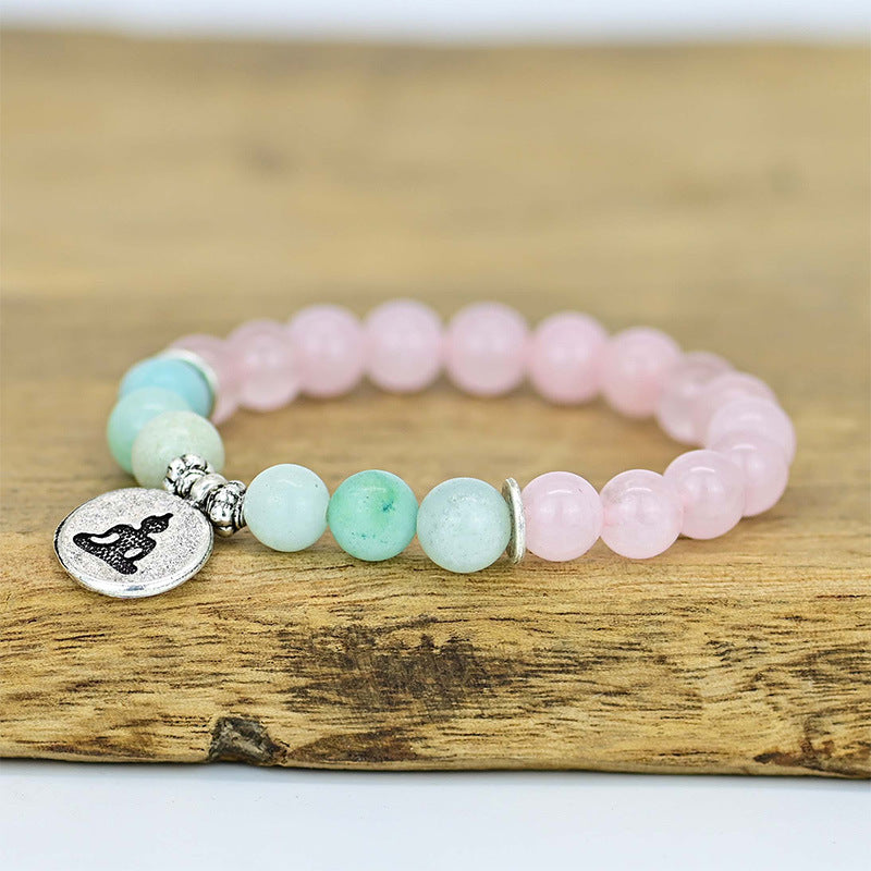 Pulsera de cuarzo rosa con Cabeza de Buda – Amor y paz interior