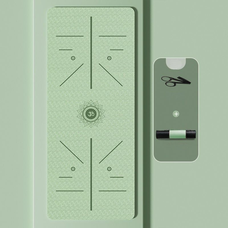 Esterilla de Yoga Verde con Guía de Alineación y Om Sagrado