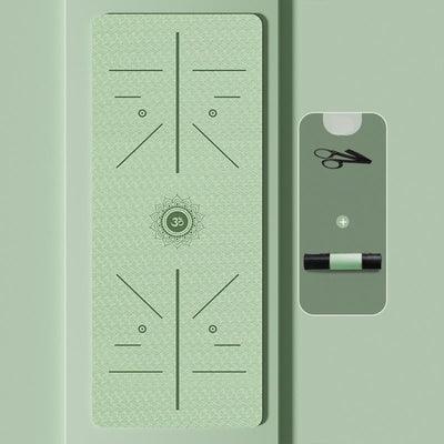 Esterilla de Yoga Verde con Guía de Alineación y Om Sagrado