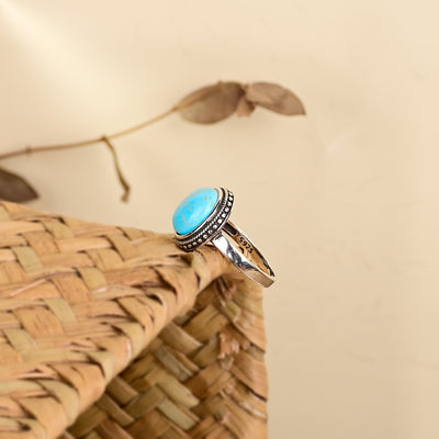 Anillo de turquesa natural en plata 925, protección ancestral y energía positiva