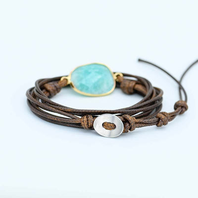 Pulsera de Amazonita Multicapa Tejida a Mano