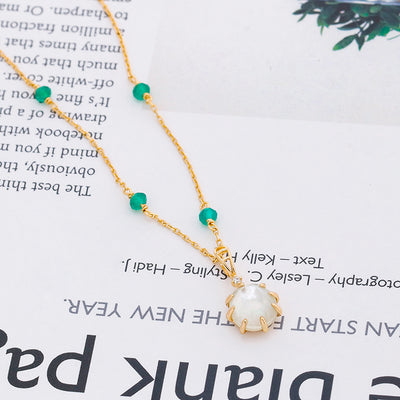 Collar de Plata 925 con Cuentas de Calcedonia y Cuarzo Verde: Armonía y Elegancia Natural