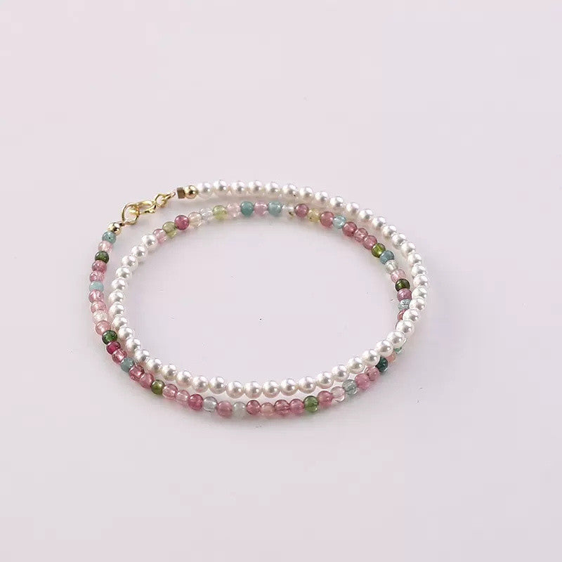 Pulsera de turmalina natural y perlas: elegancia que equilibra tu energía