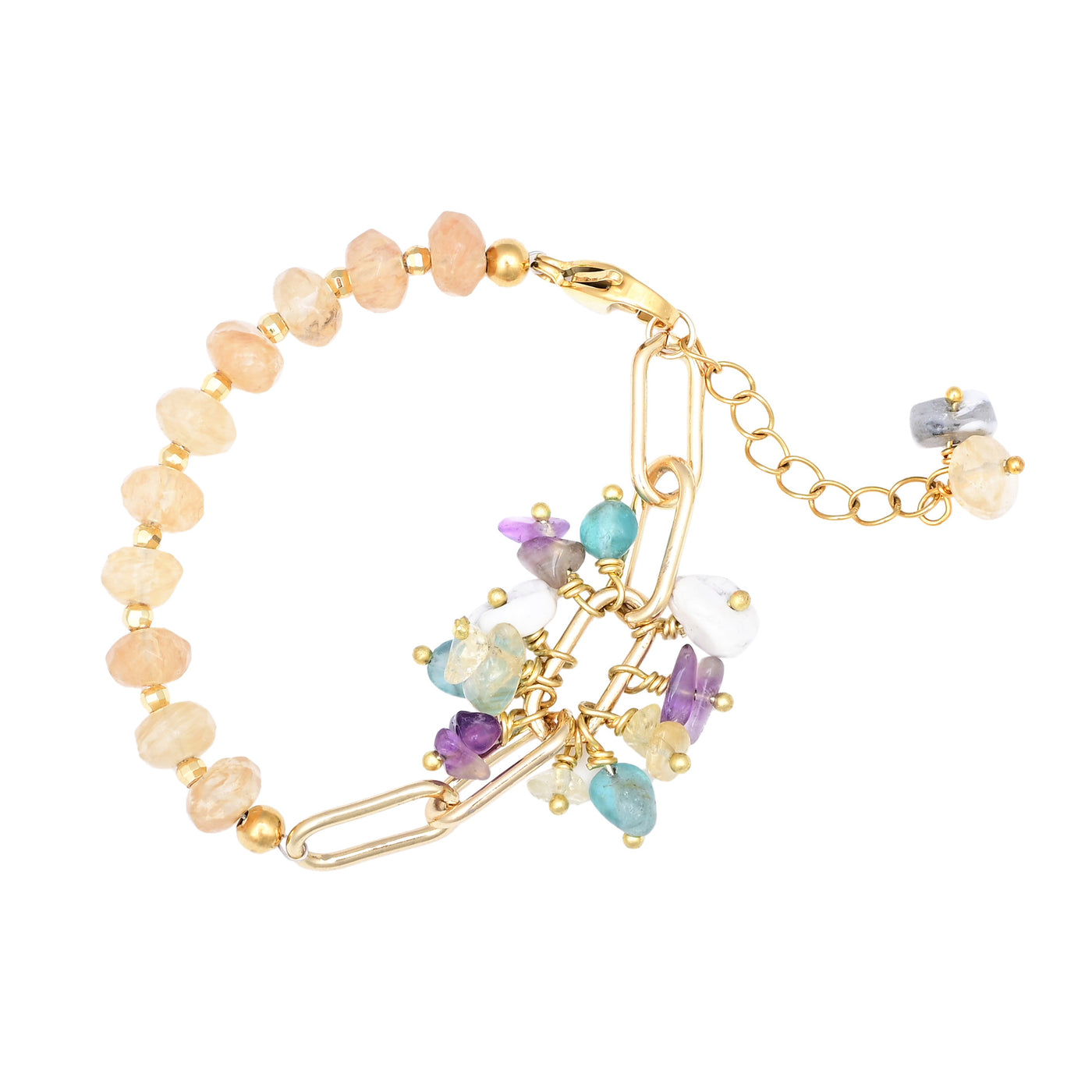 Pulsera de citrino con bola floral en bucle, energía solar y optimismo consciente