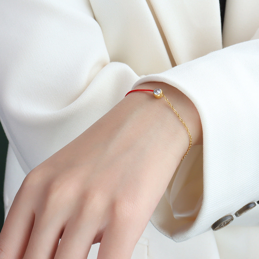 Pulsera de Protección y Energía con Cuerda Roja y Diamantes