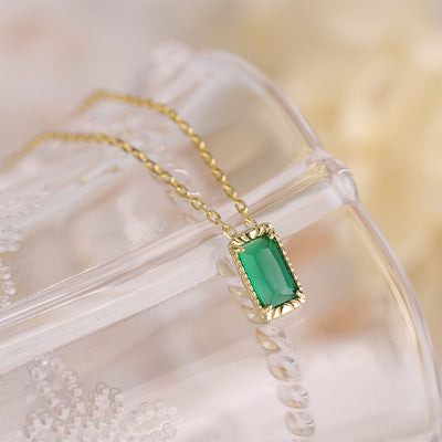 Collar de Plata S925 con Cuarzo Retro y Colgante de Esmeralda Desmontable: Elegancia y Energía Espiritual