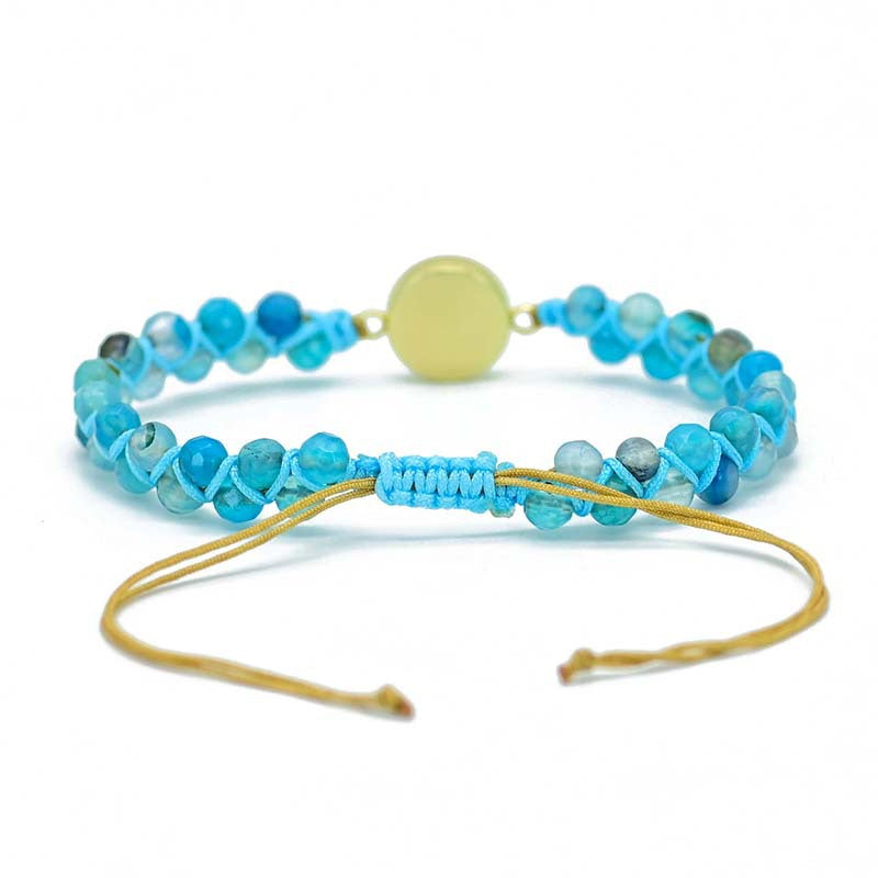 Pulsera Trenzada con Ópalo Azul Redondo