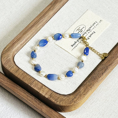 Pulsera de Perlas de Agua Dulce y Aventurina Azul: Elegancia y Energía Positiva