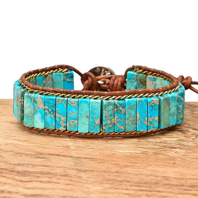 Pulsera de turquesa rectangular natural, protección y claridad en una sola capa