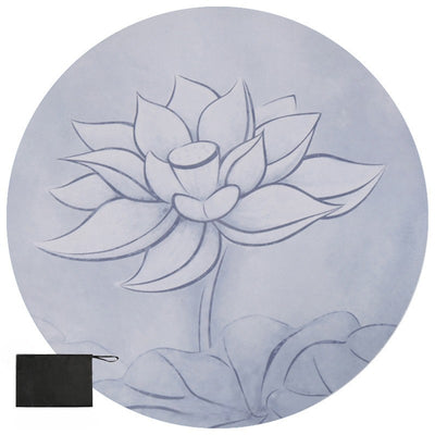 Esterilla Redonda de Meditación Plegable con Bolsa – Flor de Loto Azul
