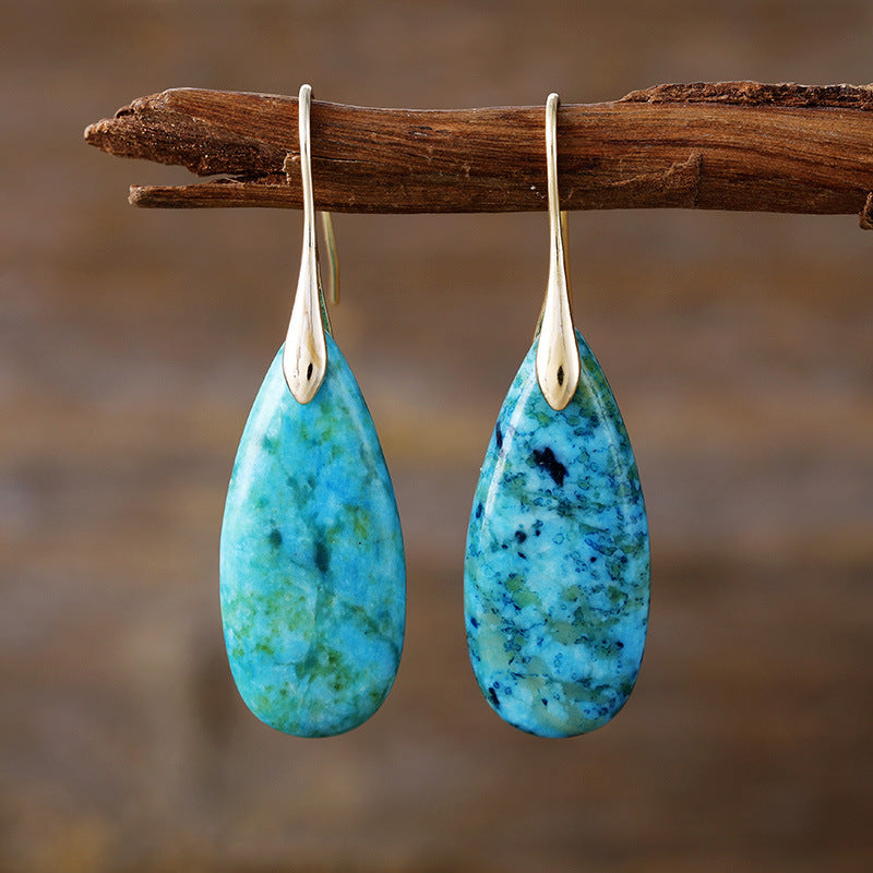 Serenidad y Comunicación: Pendientes Gota de Crisocola Natural