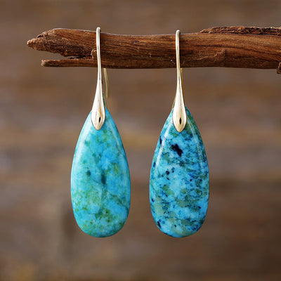 Serenidad y Comunicación: Pendientes Gota de Crisocola Natural