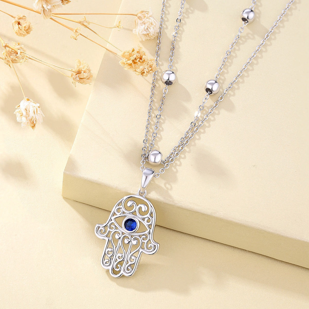 Collar Mano de Fátima con Lapis-Lázuli en plata 925, protección y sabiduría interior