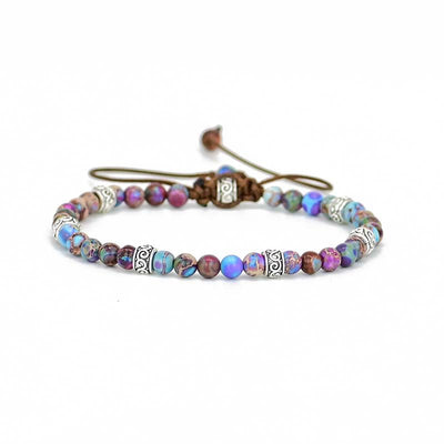 Pulsera de Piedra Emperador Morada con Detalles Plateados