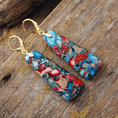 Transforma tu Energía con Pendientes de Jaspe Imperial Rojo y Azul