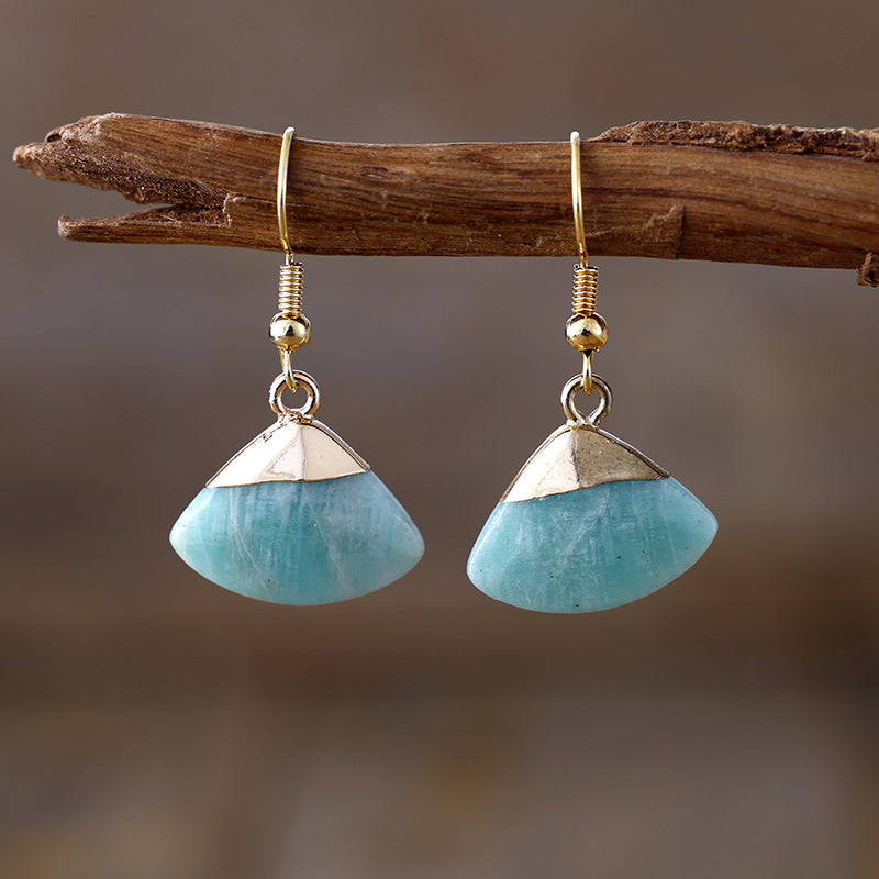 Pendientes abanico de cuarzo rosa y amazonita: amor propio y calma