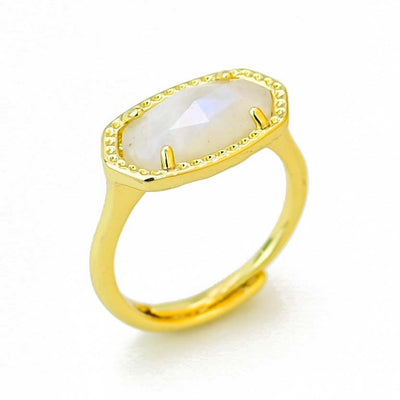 Anillo de piedra lunar en cobre, energía intuitiva y belleza suave