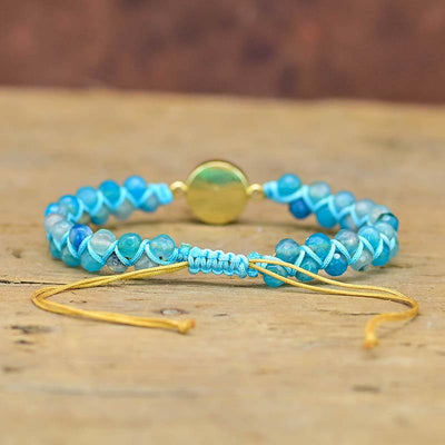 Pulsera Trenzada con Ópalo Azul Redondo