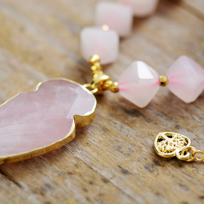 Armonía Emocional y Amor Propio: Collar Flecha de Cuarzo Rosa Natural
