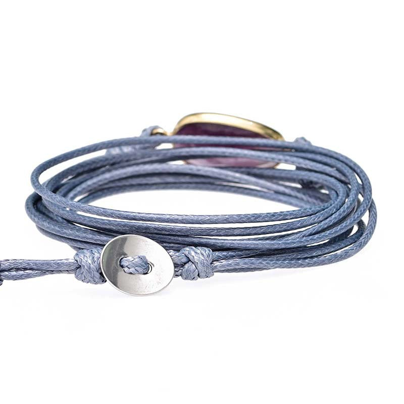 Pulsera de Amatista con Cuerda de Cera Encerada