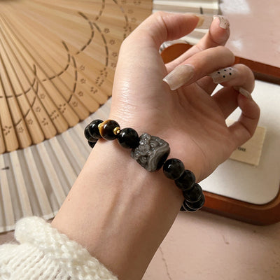 León Despierto: Pulsera de Obsidiana Nevada – Protege y Despierta tu Energía Interior